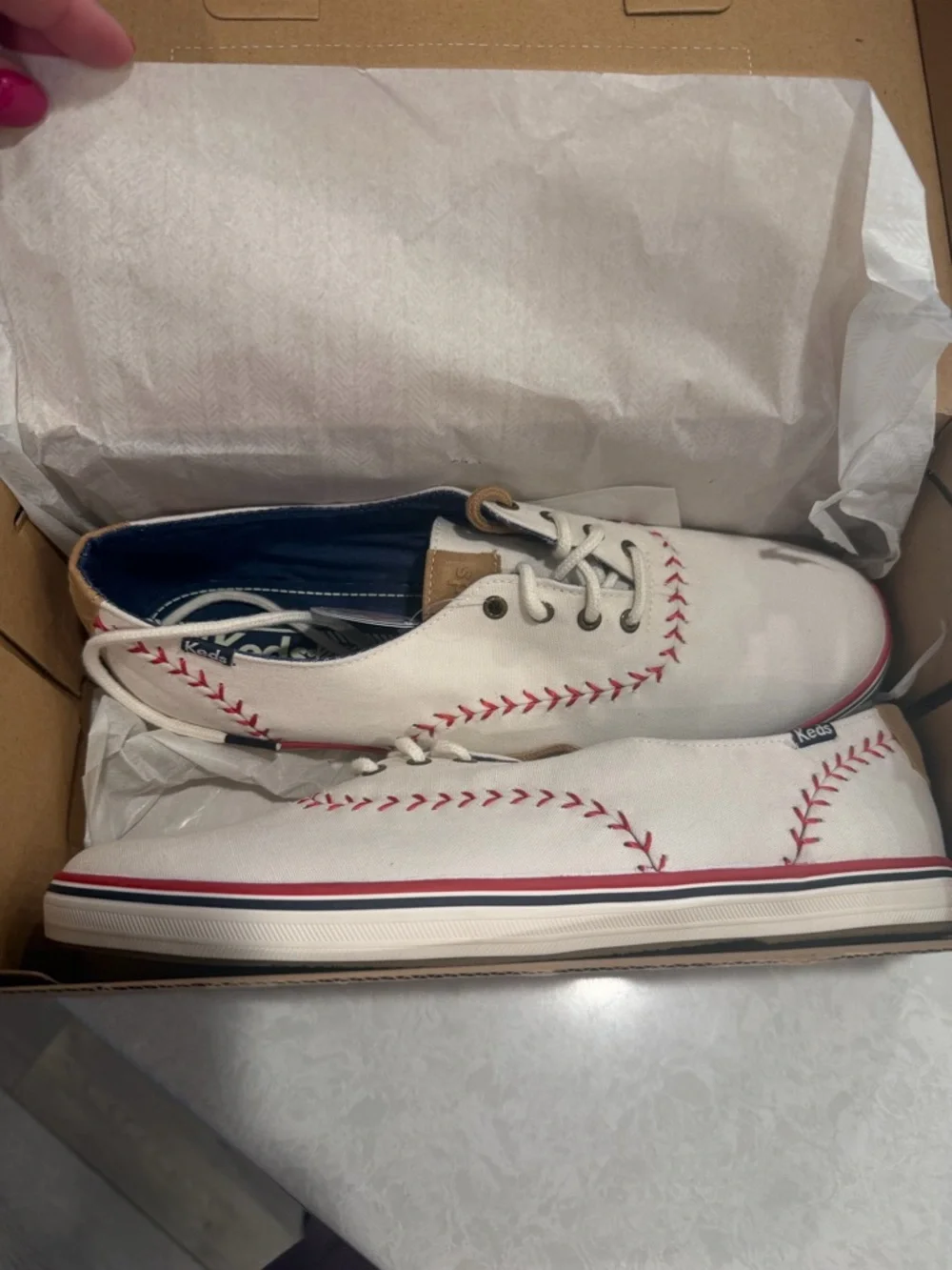 Keds CH Pennant Off White Baseball Stitch Sneakers Women’s 10M NIB